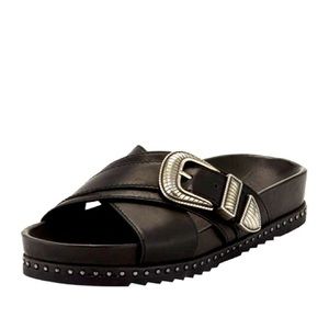 Frye Lily Western Crisscross Slide - 7.5 - Worn once - Rare - Black